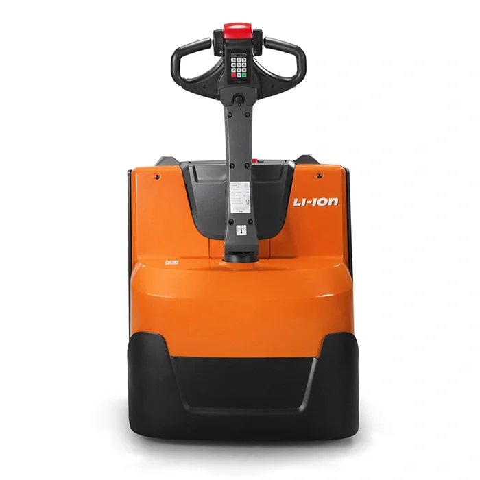 BT Levio LWE160 powered pallet truck, electric walkie low-lifter. Product photo taken from the back. 