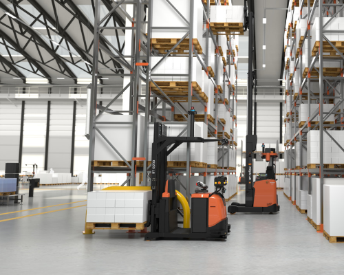Automated Toyota truck models RAE and OAE in warehouse