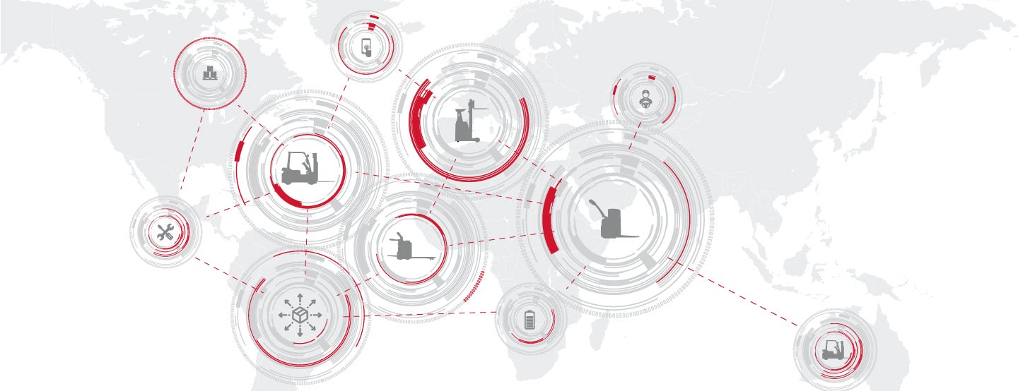 Illustration of Toyota Material Handling Internationals markets and offers round the world. 