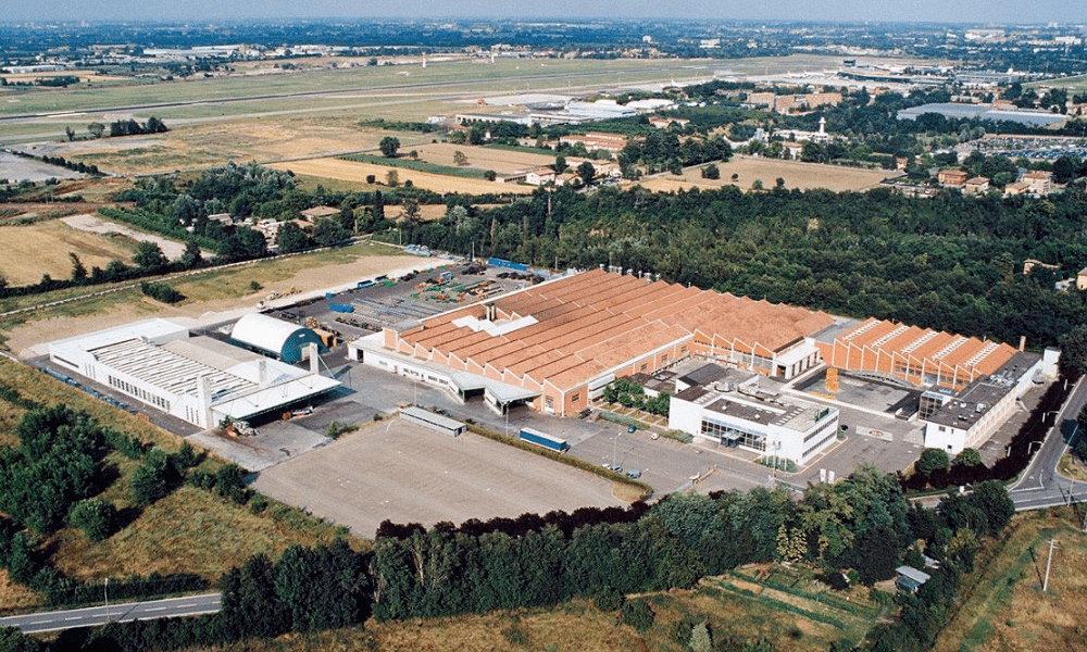 Aerial photograph of  factory in Bologna, Italy