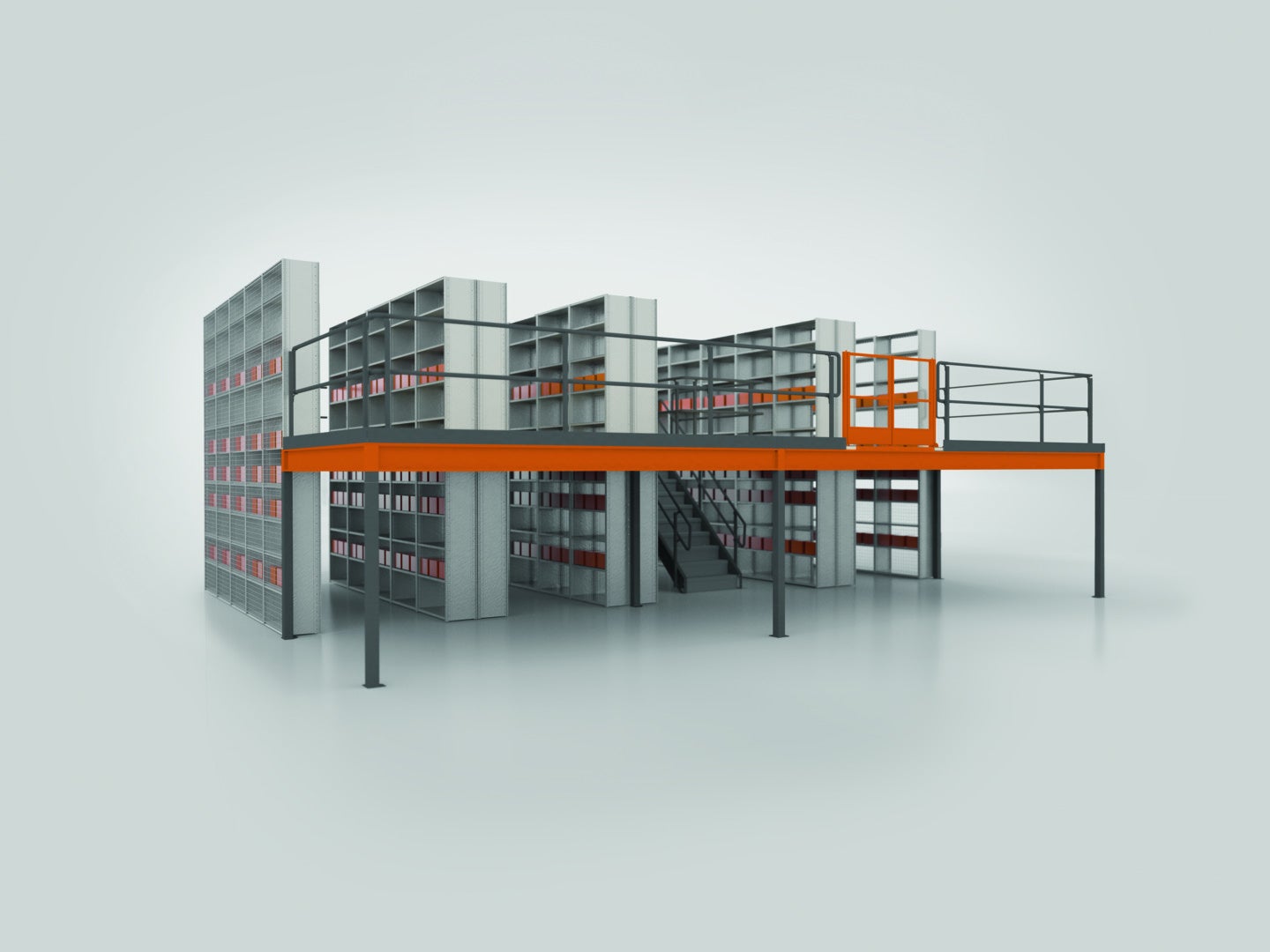 Illustration of multi-tier shelving