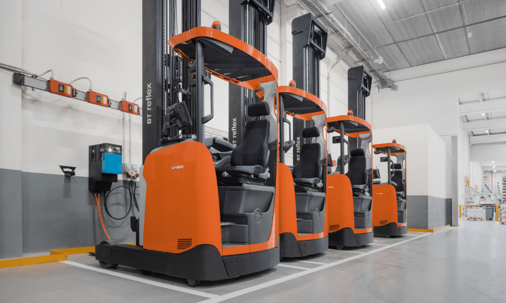 Lithium-ion Toyota BT Reflex reach trucks charging