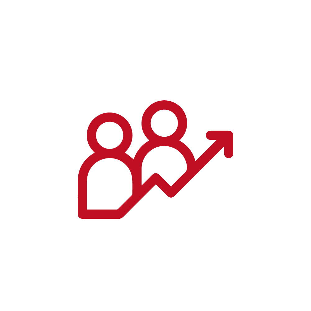 Automation icon for optimize staff, red