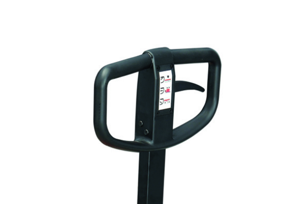 Close-up of tiller arm handle.